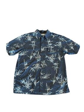 Columbia Men's Bamboo Print Short Sleeve Button Down Cotton Shirt Size‎ L